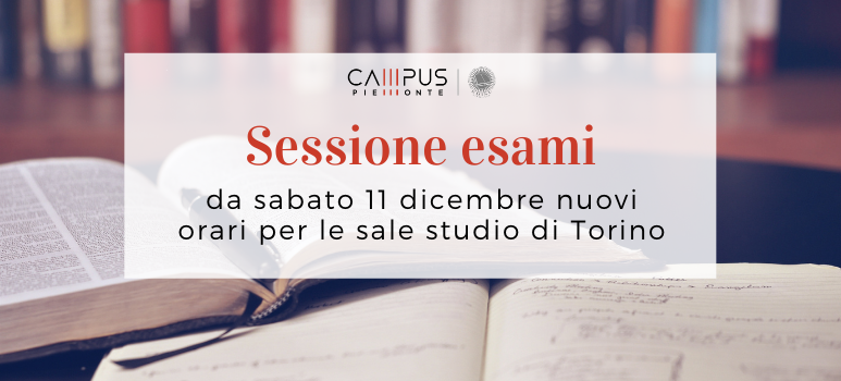 Sessione esami: da sabato 11 dicembre nuovi orari per le sale studio di Torino