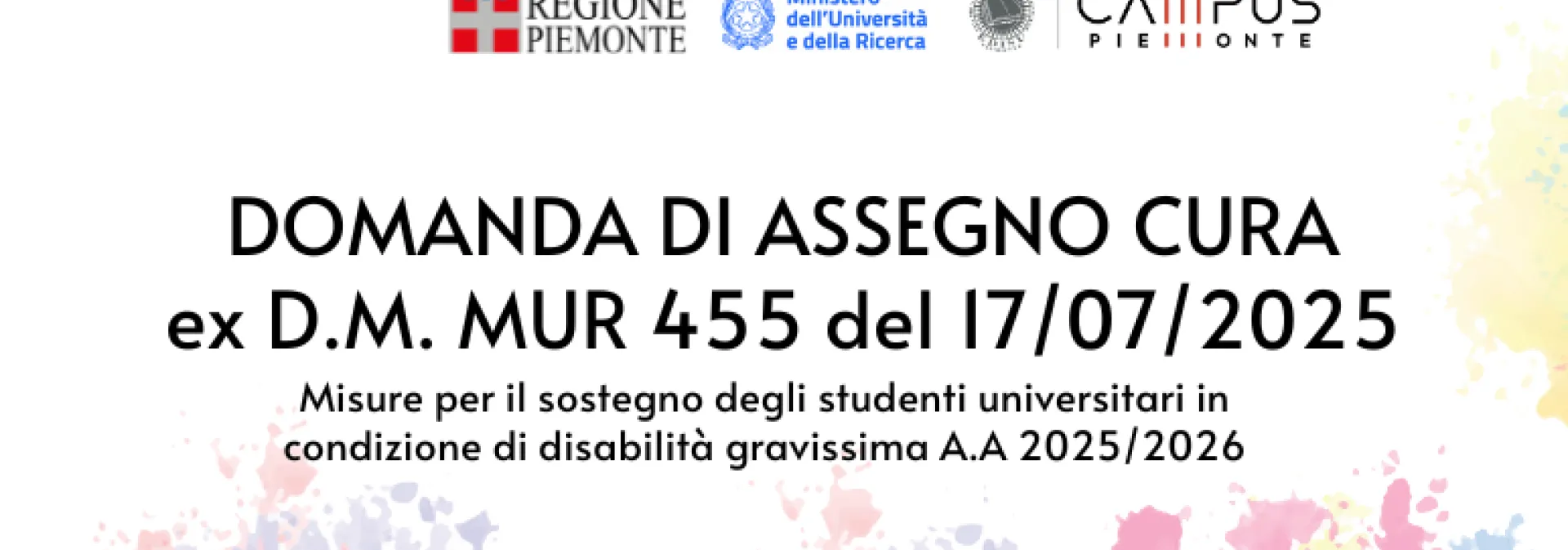 Domanda assegno di cura ex DM MUR 455 del 17 giugno 2025